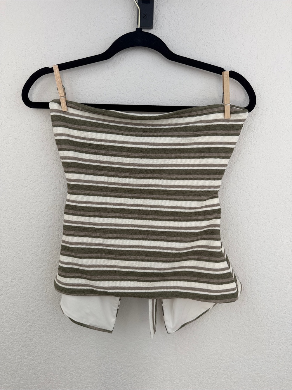 White Fox Boutique Striped Set Olive & White Size S